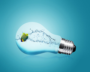 Image showing Anglefish jumping into light bulb