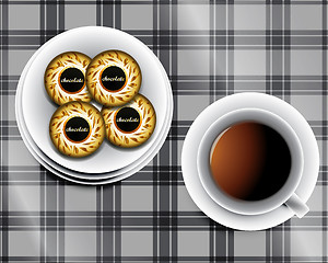 Image showing background including Cup of tea and cookies and chocolate bars