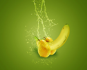 Image showing Fresh banana and pear