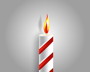 Image showing burning candle and shadow on gray background 