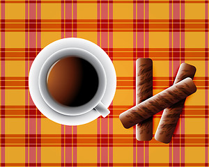 Image showing background including Cup of tea and cookies and chocolate bars