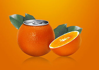 Image showing Orange can and half orange