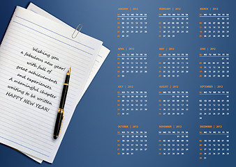 Image showing New year 2012 Calendar