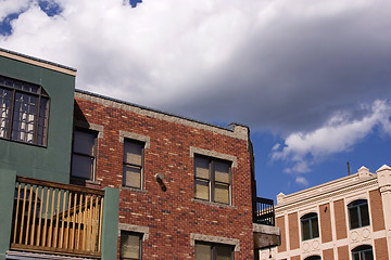 Image showing Close up on an Old Building with Cloudy Background