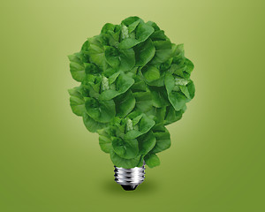 Image showing Green light bulb idea