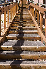 Image showing Wooden Stairs going up in the City