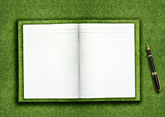 Image showing Blank book on grass