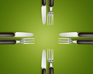 Image showing Empty copy space circle in set of knives and forks