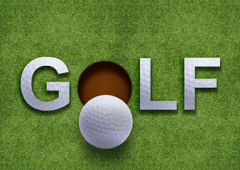 Image showing Golf word on green grass