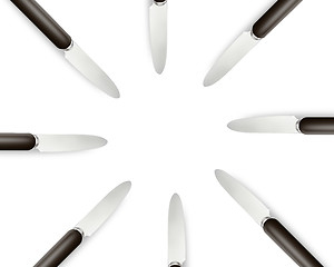 Image showing Empty copy space circle in set of knives