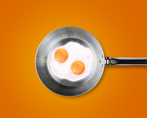 Image showing Two Fried eggs in a frying pan