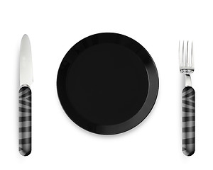 Image showing Empty Plate with knife and fork