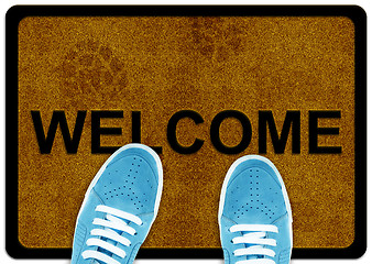 Image showing welcome cleaning foot carpet 