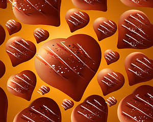 Image showing Seamless chocolate hearts background 