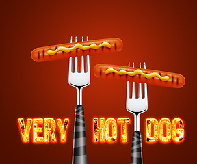 Image showing Hotdog on fork