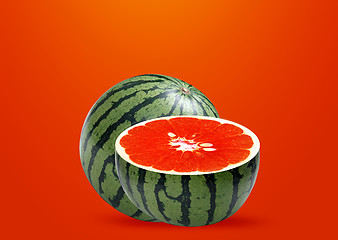 Image showing Water melon and Orange inside