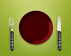 Image showing Empty Plate with knife and fork