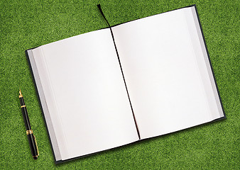 Image showing Blank book on grass