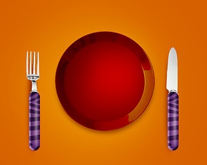 Image showing Empty Plate with knife and fork