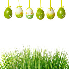 Image showing green grass and easter eggs