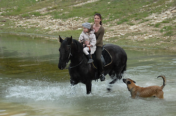 Image showing riding mother and daughter