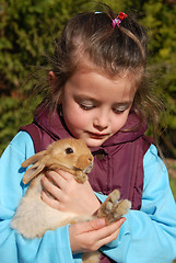 Image showing little girl and bunny