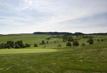 Image showing golf course with green at summer time