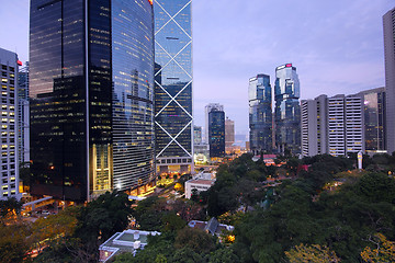 Image showing office building at night in hong kong 