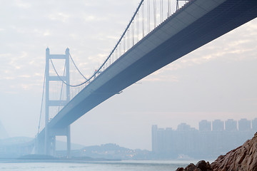 Image showing Tsing ma bridge sunset,Hongkong 