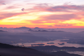 Image showing sunset in the mountains 