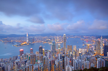 Image showing sunset of cityscape in Hong Kong 