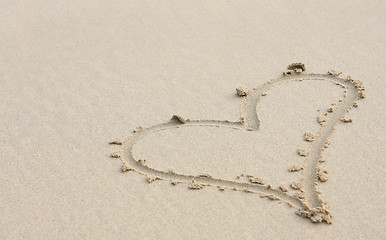 Image showing Heart drawn on sand