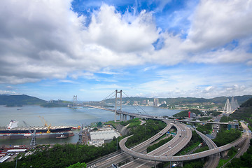 Image showing Tsing ma bridge at day