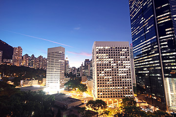 Image showing office building at night in hong kong 