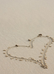 Image showing Heart drawn on sand