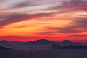 Image showing sunset in the mountains 