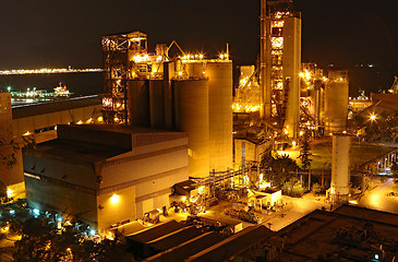 Image showing Cement Plant at night
