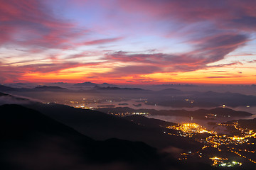 Image showing sunset in the mountains 