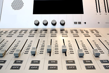 Image showing Part of an audio sound mixer with buttons 