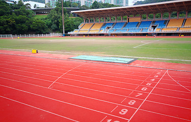 Image showing Stadium main stand and running track