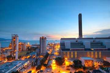 Image showing Cement Plant and power sation in sunset