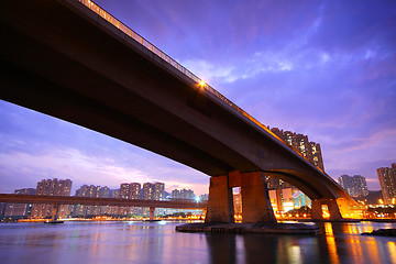 Image showing bridge at sunset