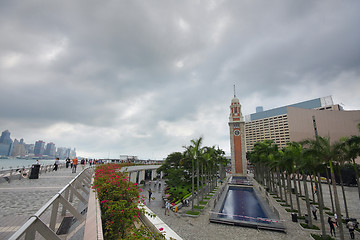 Image showing Architecture structure of Hong Kong Cultural Centre over sky