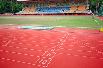 Image showing Stadium main stand and running track