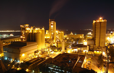 Image showing Cement Plant at night