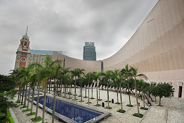 Image showing Architecture structure of Hong Kong Cultural Centre over sky