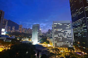 Image showing office building at night in hong kong 