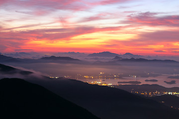 Image showing sunset in the mountains 