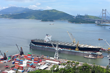 Image showing container ship in terminal harbour