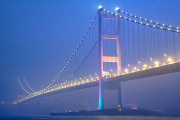 Image showing night scene of Tsing Ma bridge 